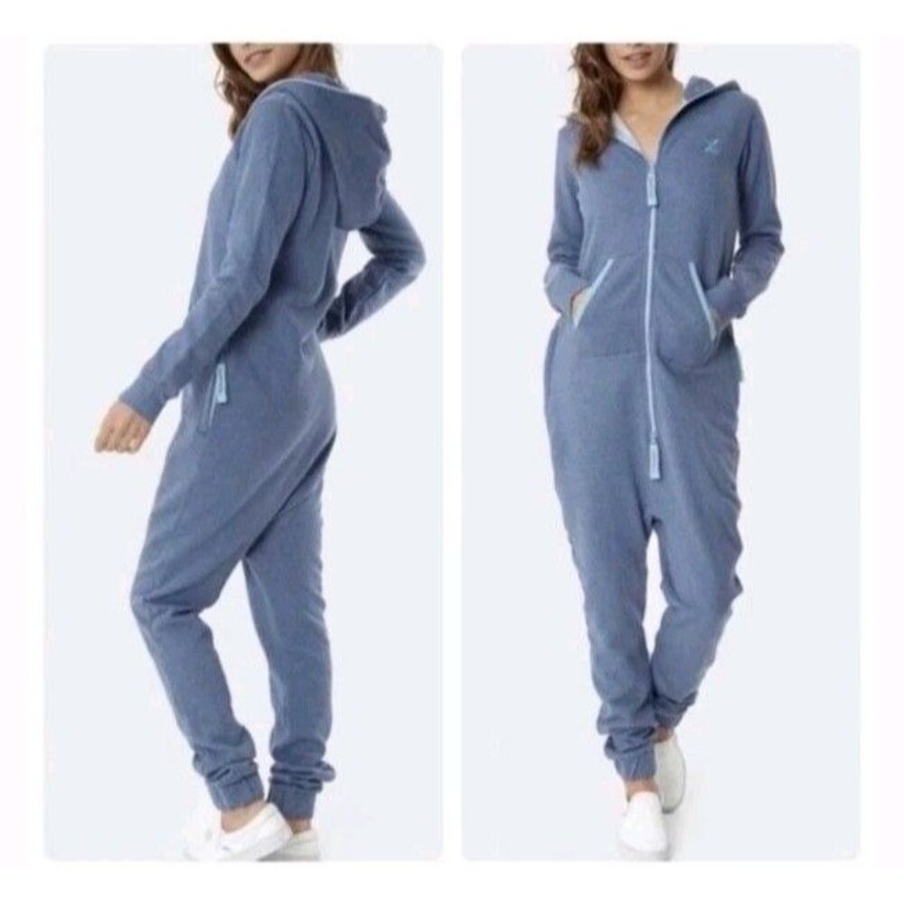 Onepiece Light Blue Hooded Jumpsuit